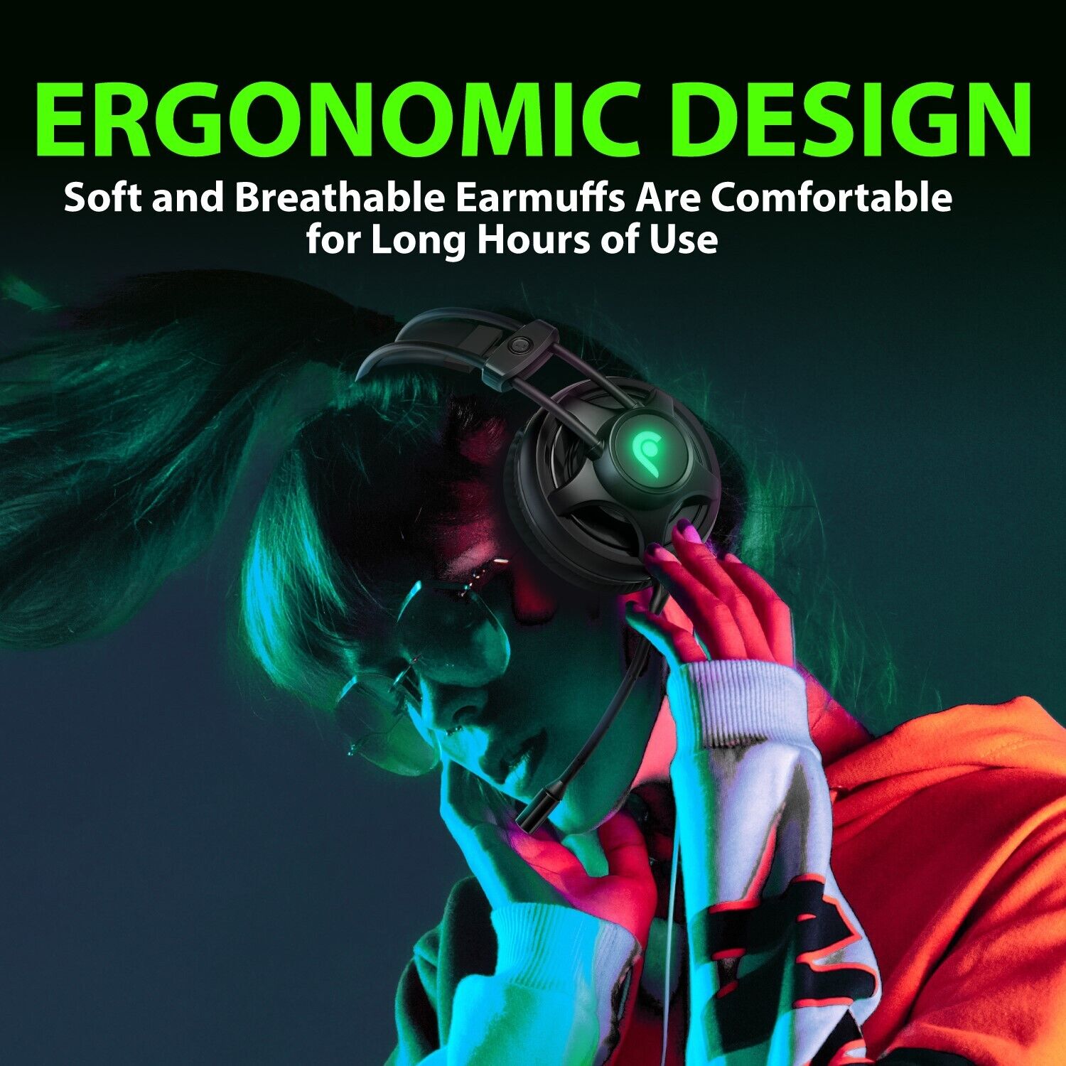 Fosmon Green LED Gaming Headset with Mic