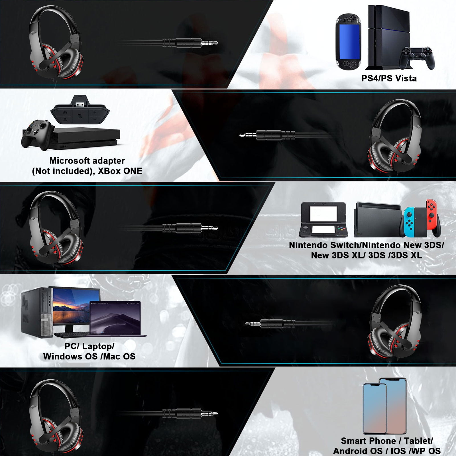 TSV Stereo Gaming Headset with Noise Canceling Microphone