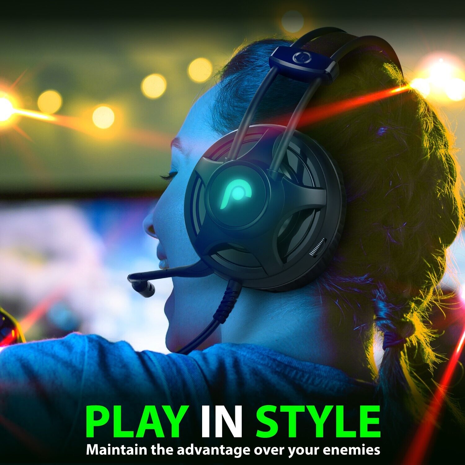 Fosmon Green LED Gaming Headset with Mic