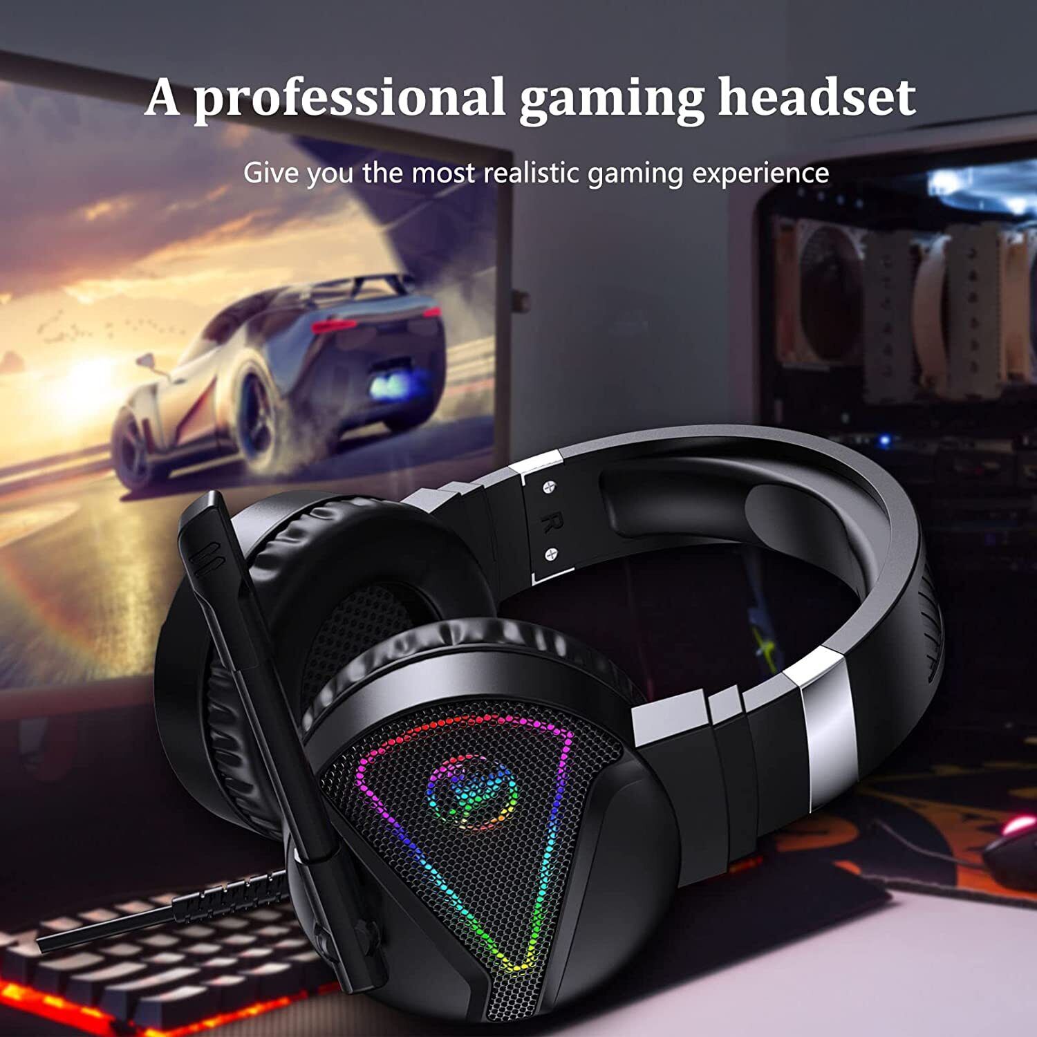 F16 Wired Gaming Headset with Mic for Consoles