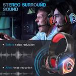 Wireless Gaming Headset with Mic and LED Lights