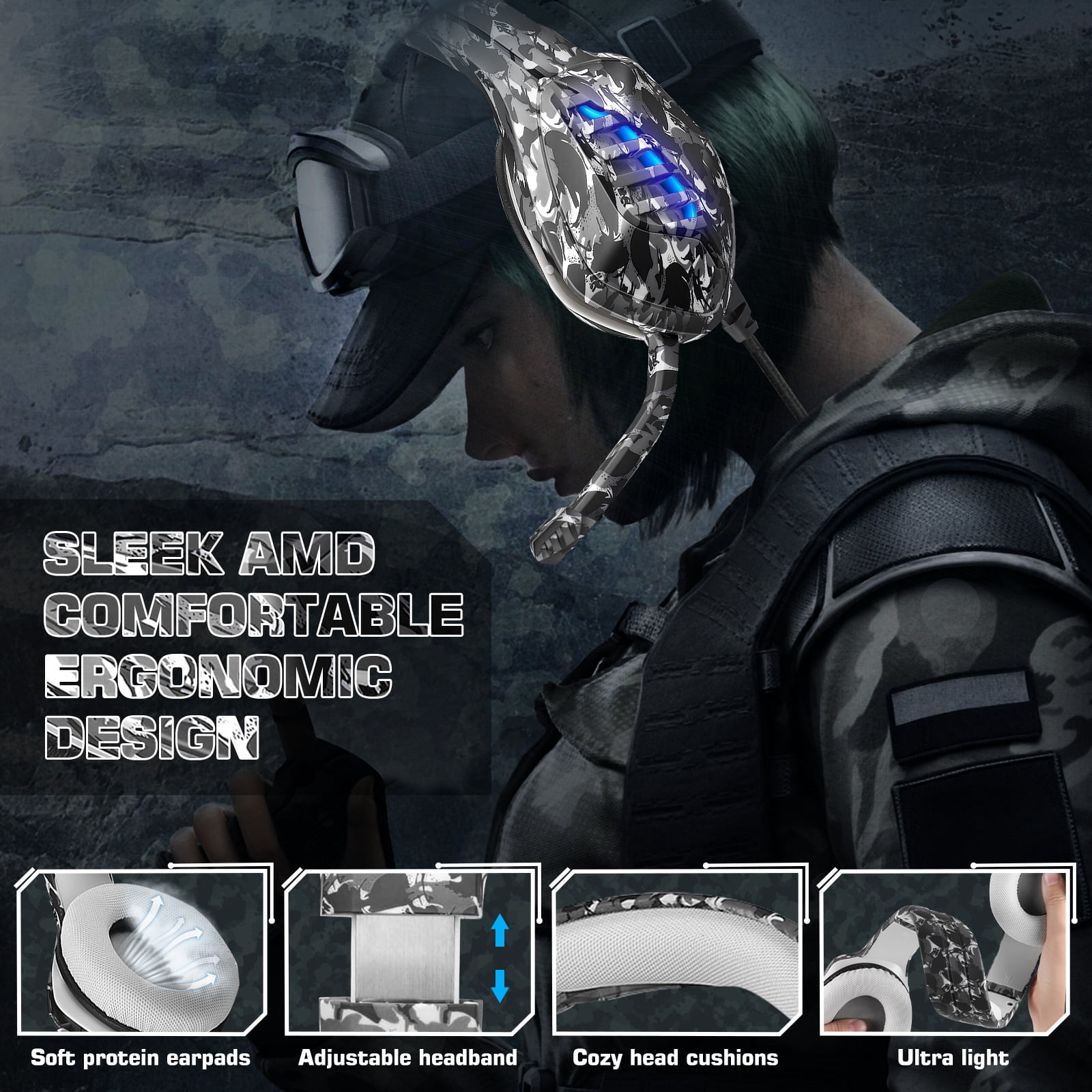 TSV Gaming Headset with Noise Canceling Mic