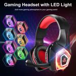 Wireless Gaming Headset with Mic and LED Lights