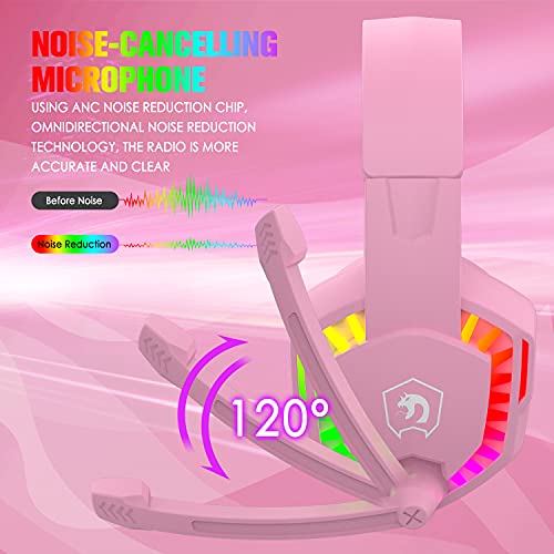 AJAZZ Pink Gaming Headset with Mic and RGB