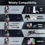 Wireless Gaming Headset with Mic and LED Lights