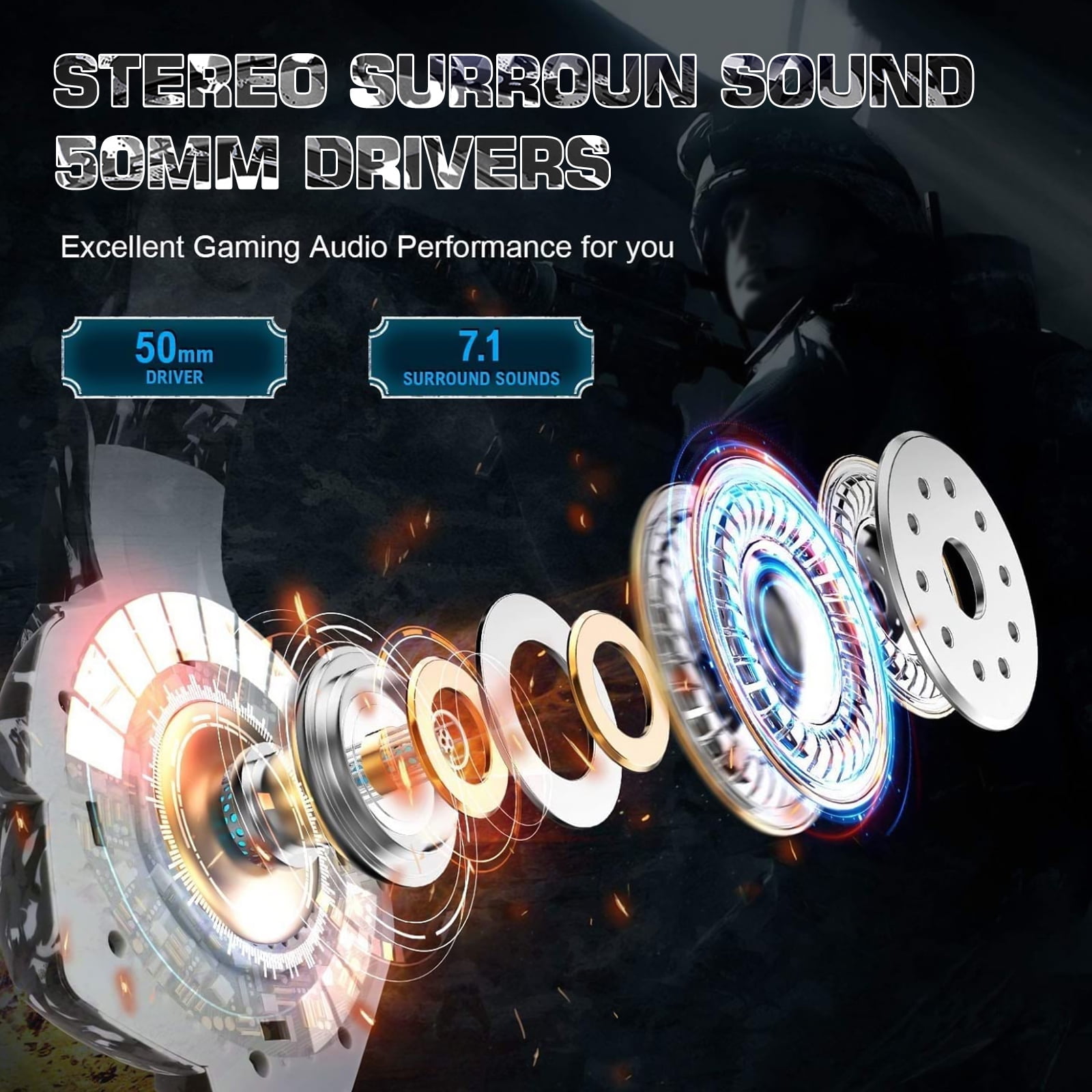 TSV Gaming Headset with Noise Canceling Mic