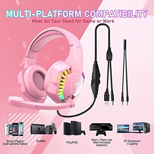 AJAZZ Pink Gaming Headset with Mic and RGB