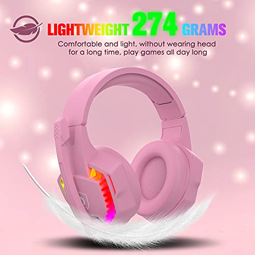 AJAZZ Pink Gaming Headset with Mic and RGB