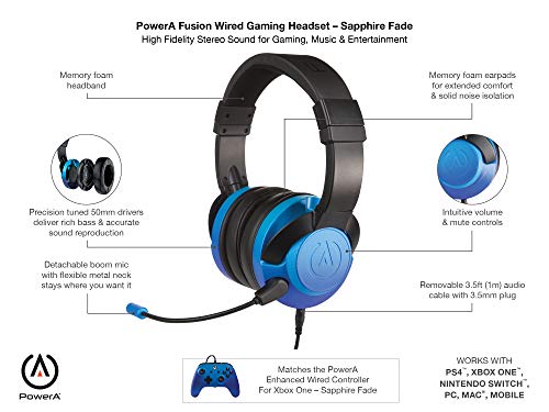 PowerA Fusion Wired Gaming Headset - Blue