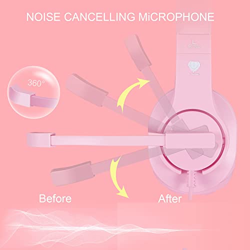 BUTFULAKE Pink Stereo Gaming Headset with Mic