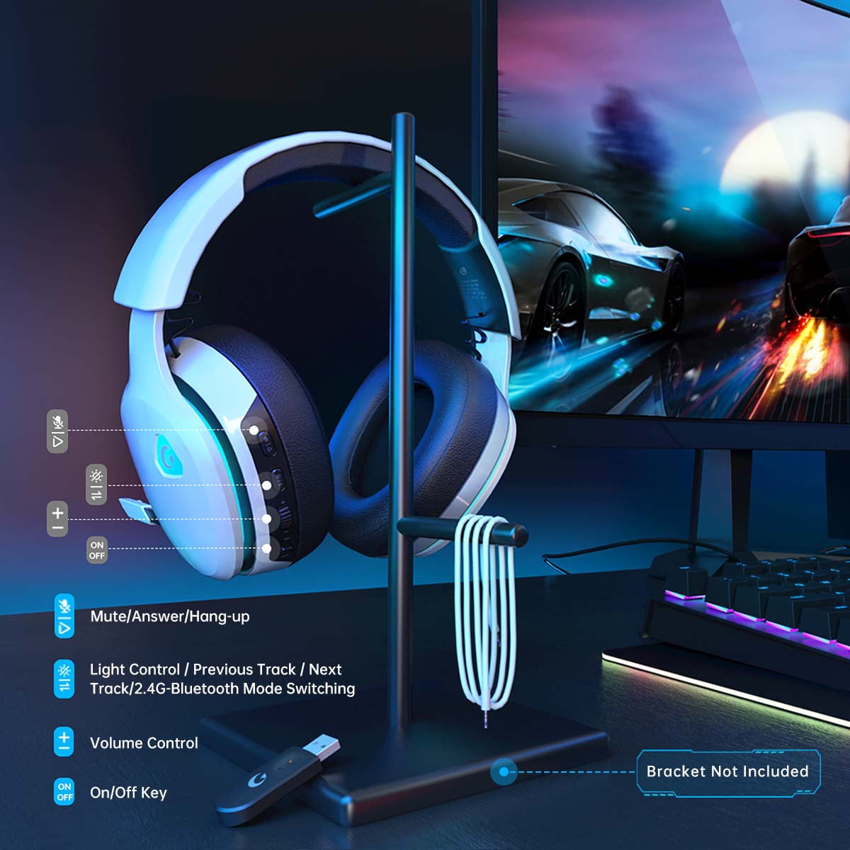 Gtheos Wireless Gaming Headset for PC and Consoles