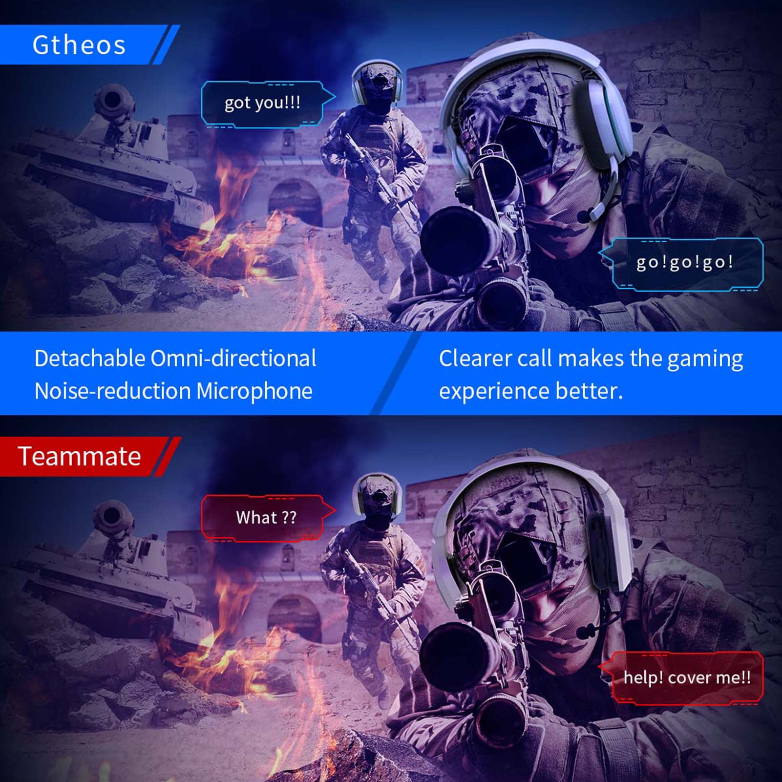 Gtheos Wireless Gaming Headset for PC and Consoles