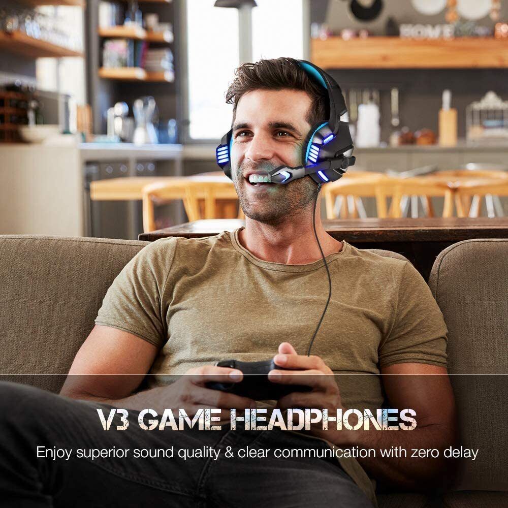 LED Gaming Headset with Mic for PS5, PS4, Xbox