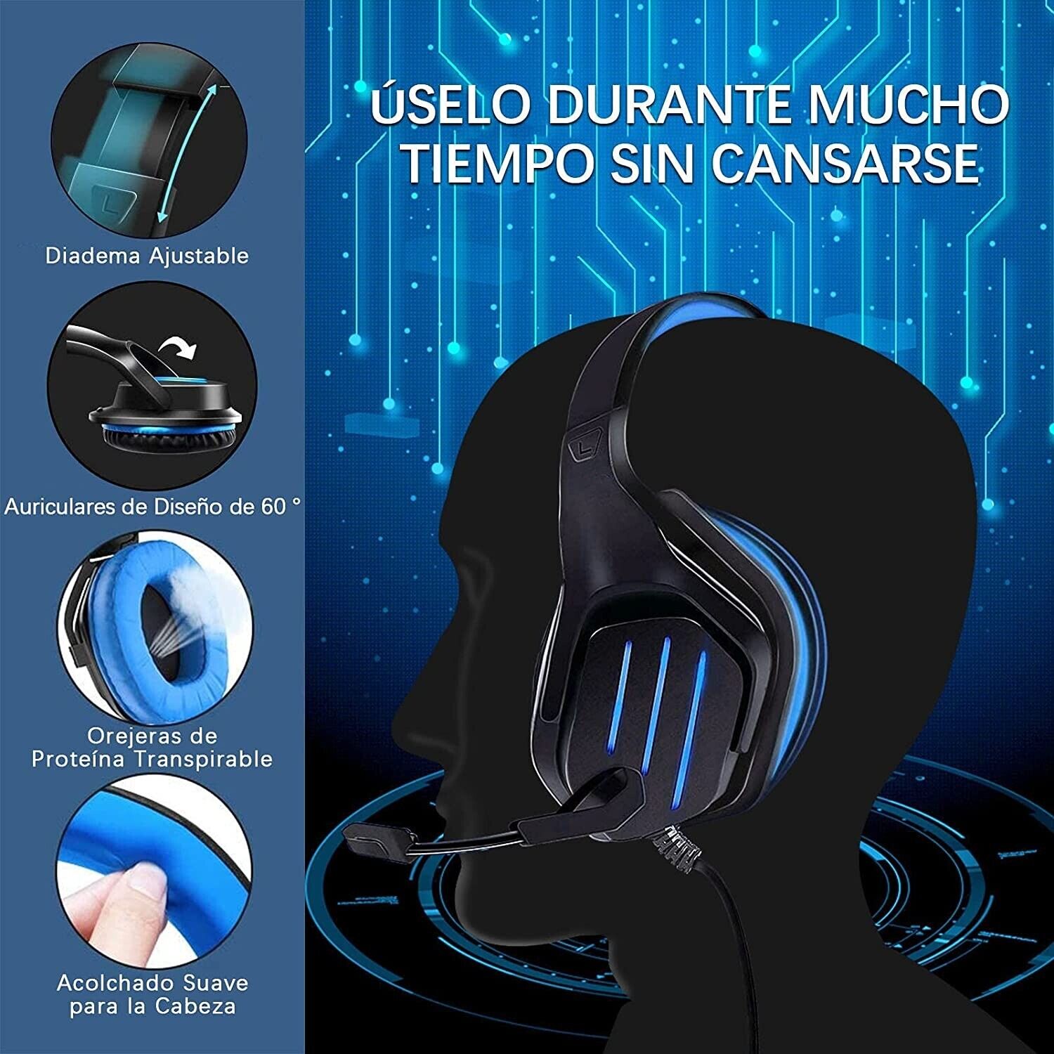 LED Gaming Headset with Mic for PC and Consoles