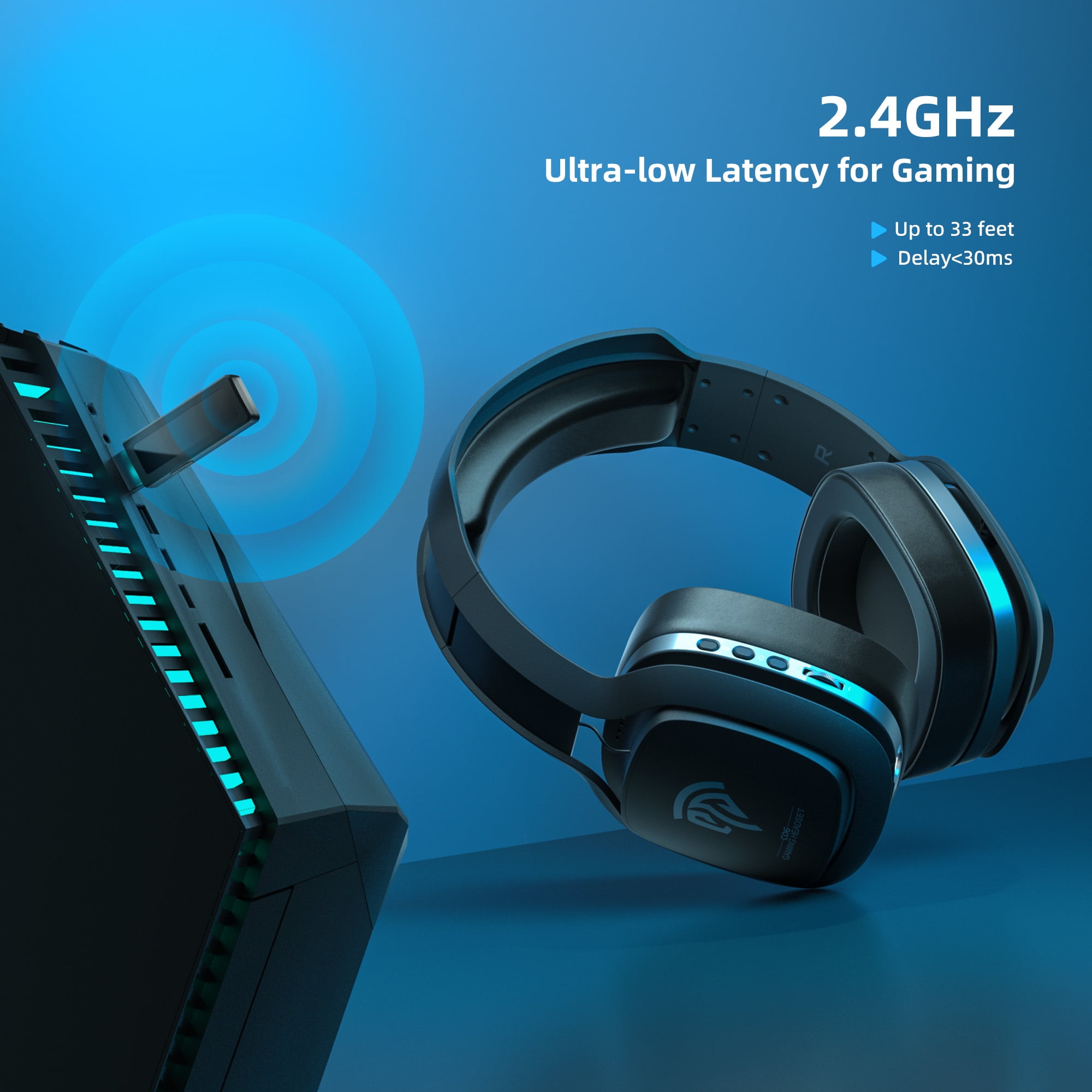 EasySMX C06W Wireless Gaming Headset with Microphone