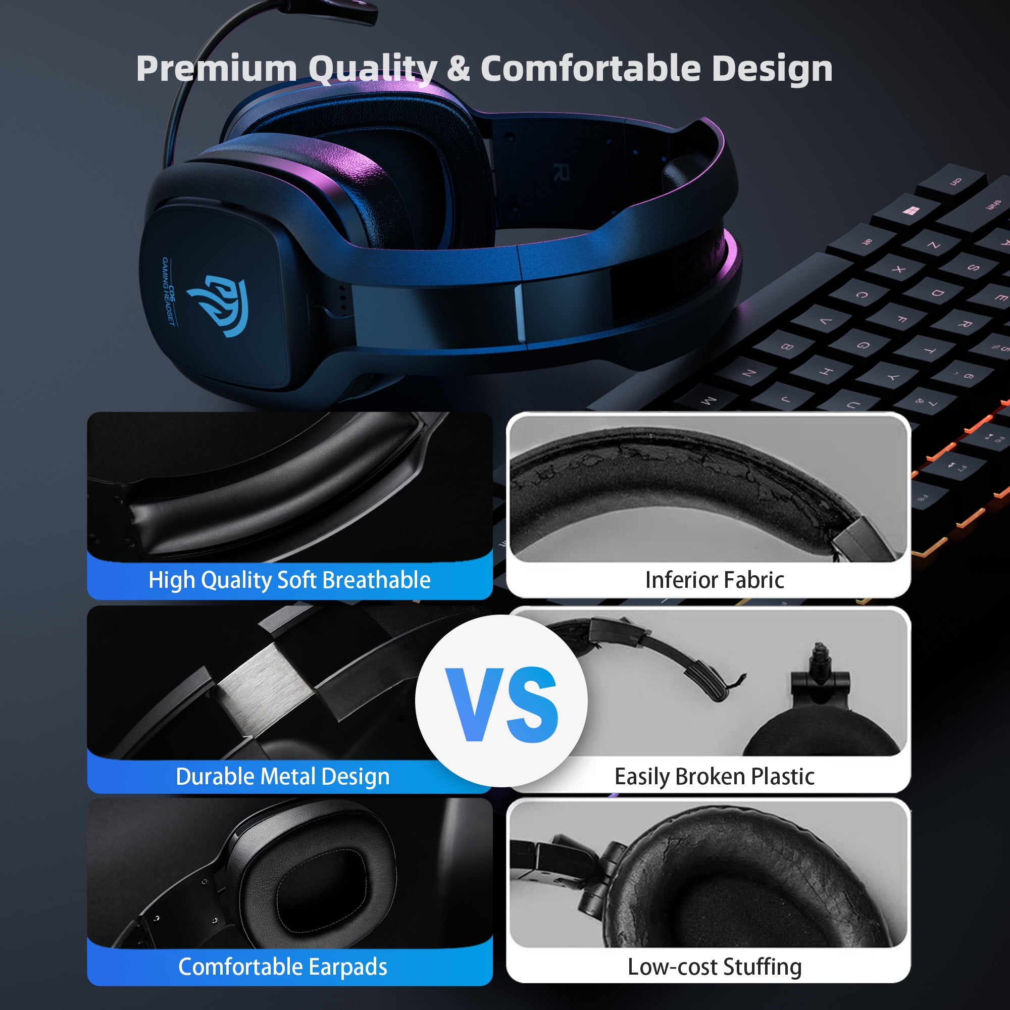 EasySMX C06W Wireless Gaming Headset with Microphone