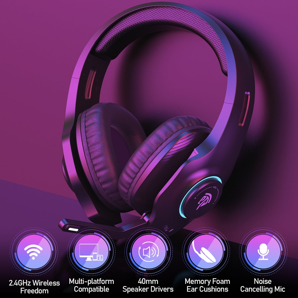 EasySMX Wireless Gaming Headset with RGB Lighting