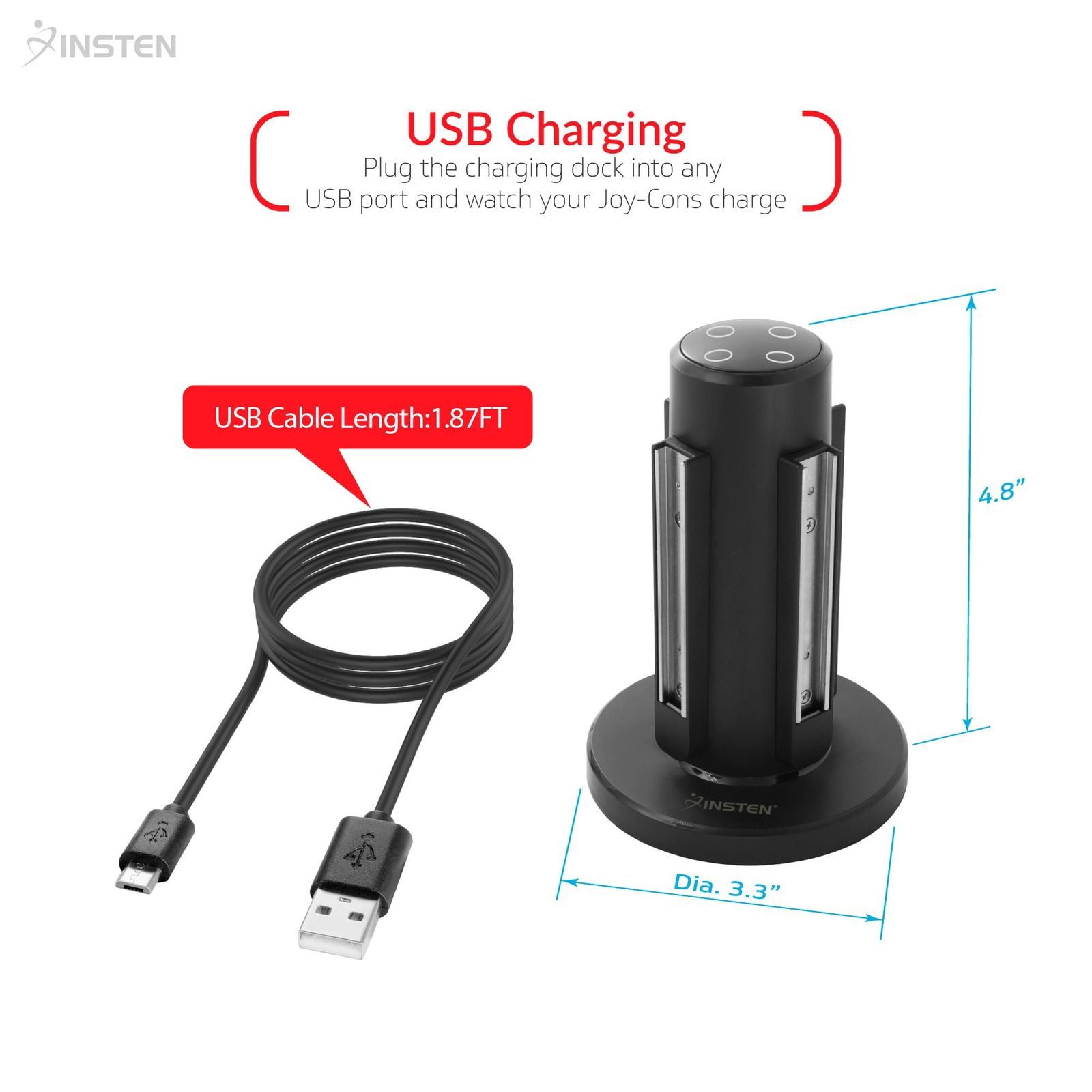 Insten 4-in-1 Joy-Con Charger Dock for Switch
