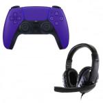 Purple Sony DualSense Controller with Universal Headset