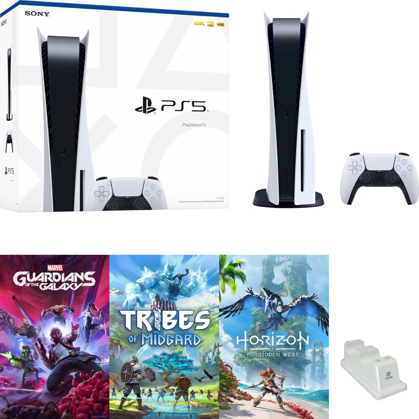 PS5 Mega Bundle: Console, 3 Games, Charger