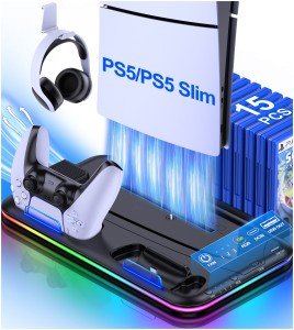 PS5 Cooling Stand with Dual Controller Charging Station