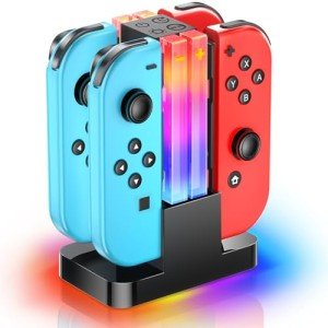 Wenocally Switch Controller Charging Dock with 6 RGB Lights