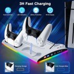 LYtech PS5 Stand with Fan, RGB Lights, and Charging