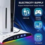 LYtech PS5 Stand with Fan, RGB Lights, and Charging