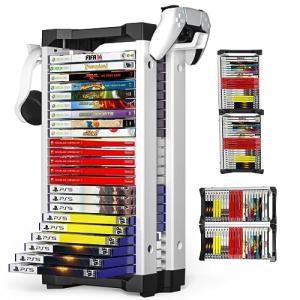 Universal Video Game Storage Tower with Controller Holders
