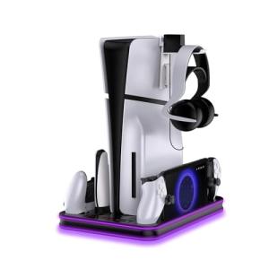 PS5 Slim Stand and Cooling Station with RGB Charger