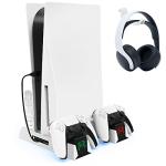 Vertical PS5 Stand with Cooling Fan and Controller Charger