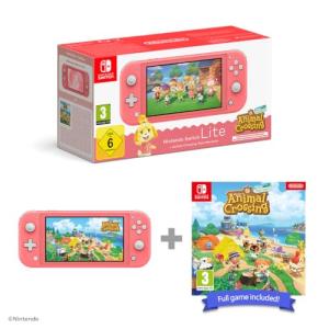 Nintendo Switch Lite Coral with Animal Crossing