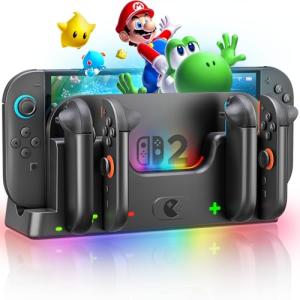 Wenocally Switch 2 Joy-Con Charger Station with RGB Lights