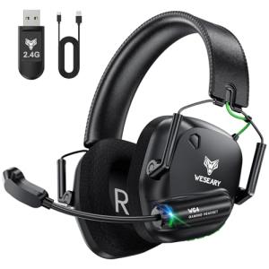 WESEARY Wireless Gaming Headset with Noise Cancelling Mic