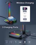 RGB Headphone Stand with Wireless Charger and USB Ports