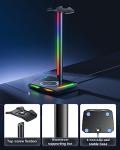 RGB Headphone Stand with Wireless Charger and USB Ports