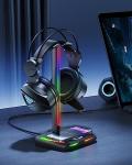 RGB Headphone Stand with Wireless Charger and USB Ports