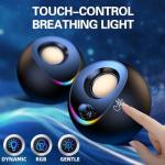 LENRUE Desktop PC Speakers with Stereo Sound and Lights