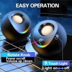 LENRUE Desktop PC Speakers with Stereo Sound and Lights