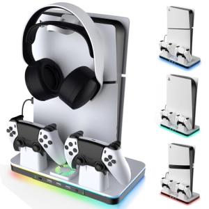 Yaskyly PS5 Stand with Cooling & Charging Station