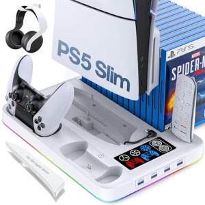 PS5 Cooling Stand & Controller Charger with Organizer