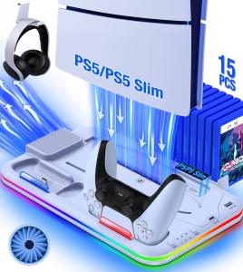 PS5 DualSense Controller Charging Station with Cooling Fan