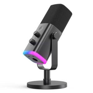 FIFINE RGB Streaming Microphone with Desktop Stand