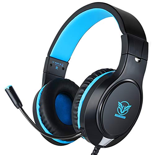 Blue-Black Gaming Headset with Surround Sound & Mic