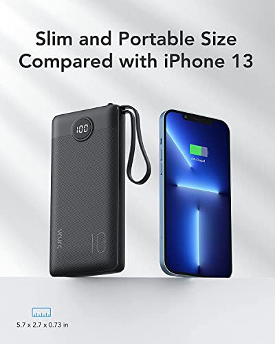 VRURC Portable Charger 10000mAh with Built-in Cables