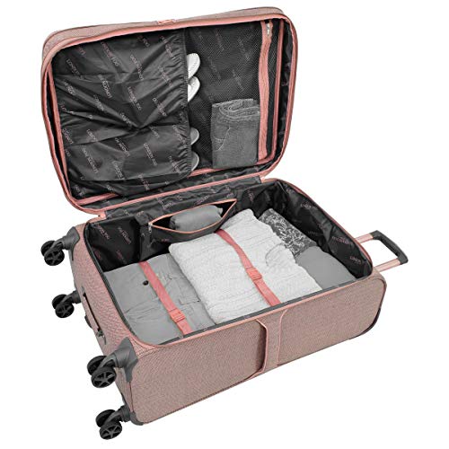 Expandable Pink Herringbone Trolley by London Fog