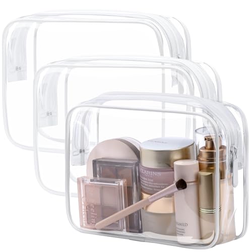 TSA-Approved Clear Toiletry Bags, Pack of 3