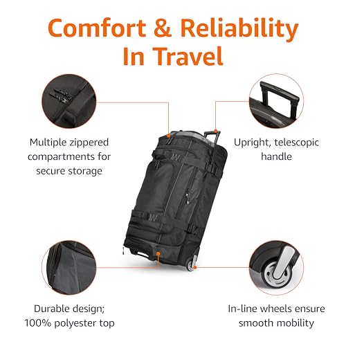 Amazon Basics Ripstop Wheeled Duffel, 35 "