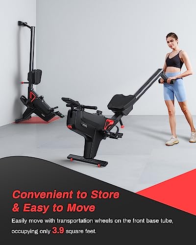 Bluetooth Magnetic Rowing Machine, 16 Resistance Levels, 350 lb Capacity