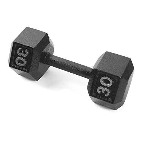 30 lb Black Cast Iron Hex Dumbbell by CAP